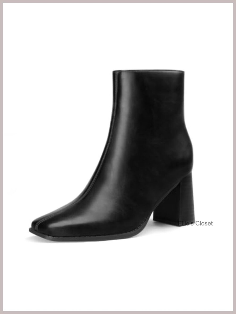 Women's Square Toe Chunky Heeled Ankle Boots Side Zipper Block Heel PU
